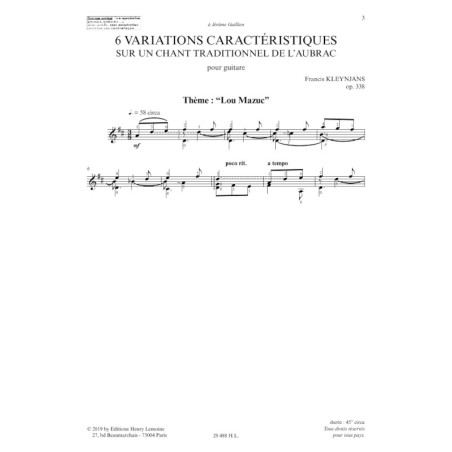 Variations caractéristiques sur un chant traditionnel de l'Aubrac (6)