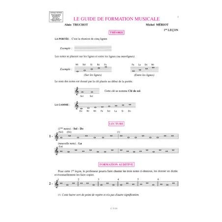 Guide de formation musicale Vol.1 - débutant 1