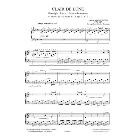 Sonate n°14 Op.27 n°2 Clair de lune : Adagio